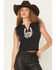 Image #1 - Idyllwind Women's Jane Horseshoe Fringe Graphic Muscle Tank Top, Black, hi-res