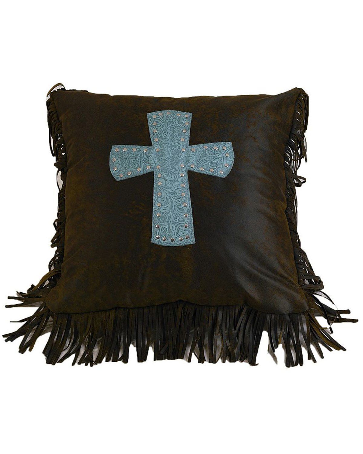 Image #1 - HiEnd Accents Cheyenne Turquoise Cross Pillow, Multi, hi-res