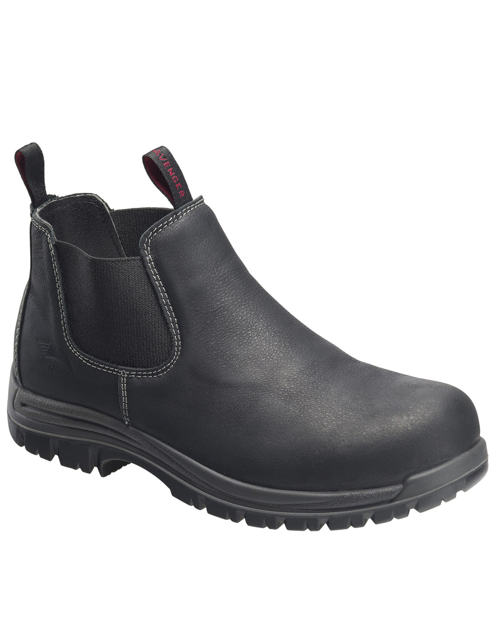 Image #1 - Avenger Men's Foreman Pull On Work Boots - Composite Toe, Black, hi-res