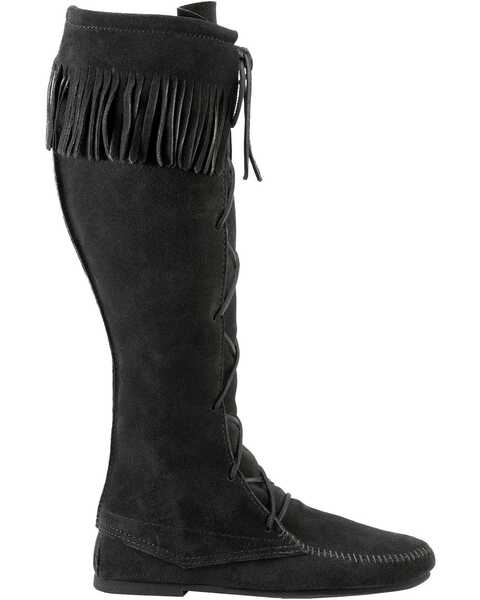 Minnetonka Men's Lace-Up Suede Knee High Boots, Black, hi-res