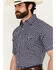 Image #2 - Ely Walker Men's Plaid Print Short Sleeve Snap Western Shirt, Navy, hi-res