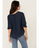Image #4 - Shyanne Women's Cross Hatch Long Sleeve Peasant Blouse, Navy, hi-res