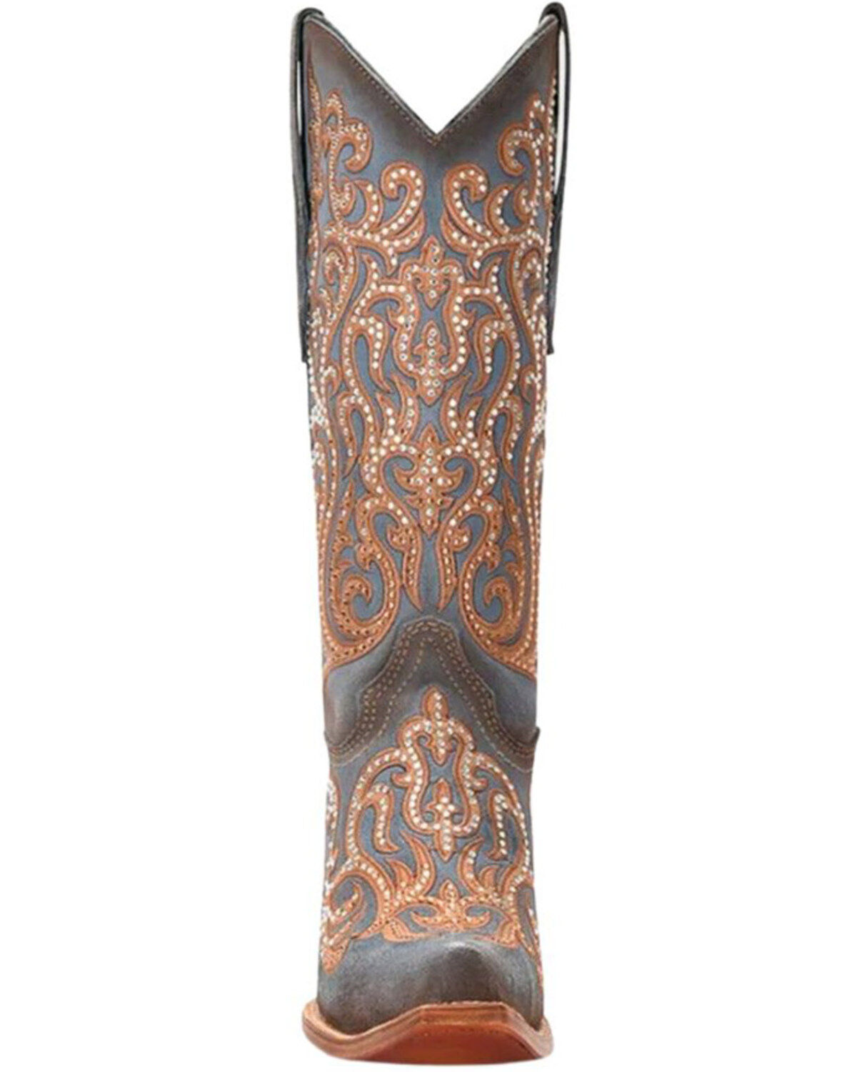 Image #4 - Corral Women's Embroidered Overlay Western Boots - Snip Toe, Blue, hi-res