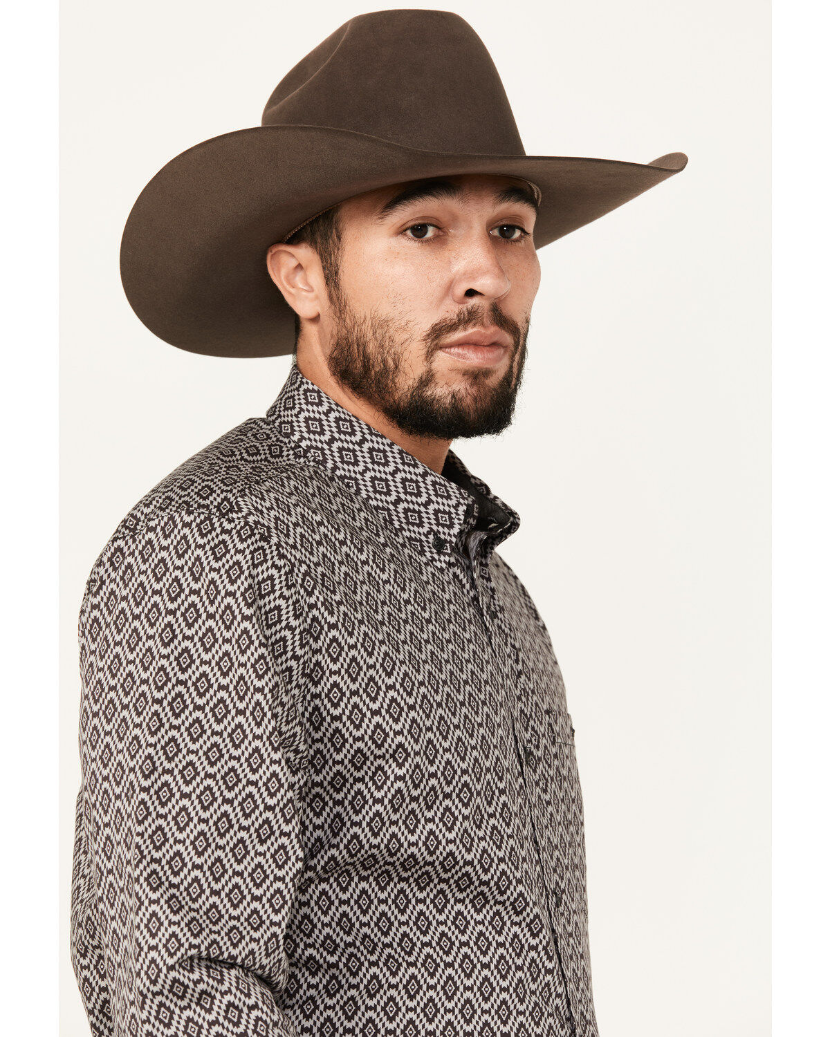 Image #2 - RANK 45® Men's Alton Southwestern Print Long Sleeve Button-Down Shirt, Black, hi-res