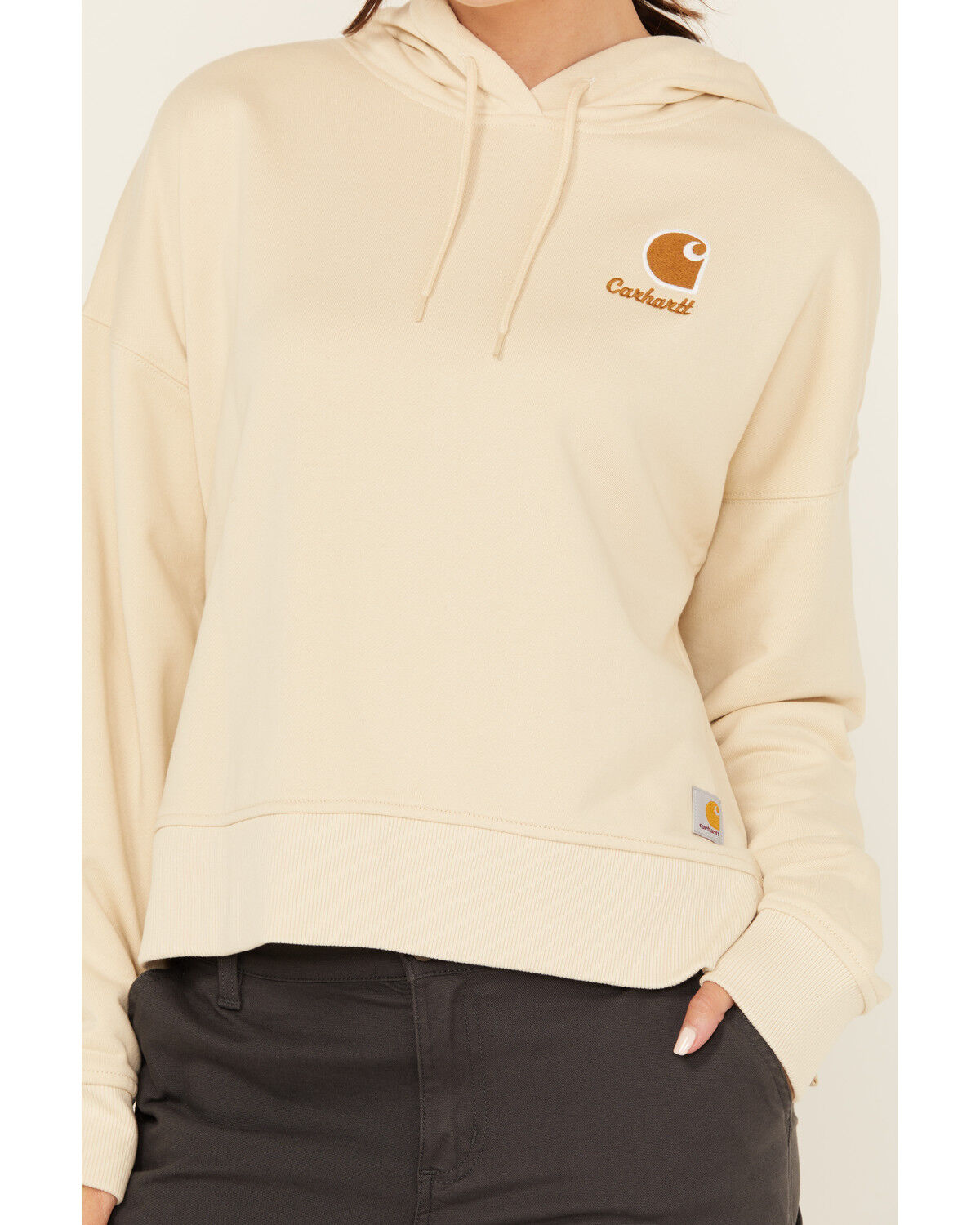 Image #3 - Carhartt Women's Tencel Fiber Series Loose Fit Graphic Hoodie, Oatmeal, hi-res
