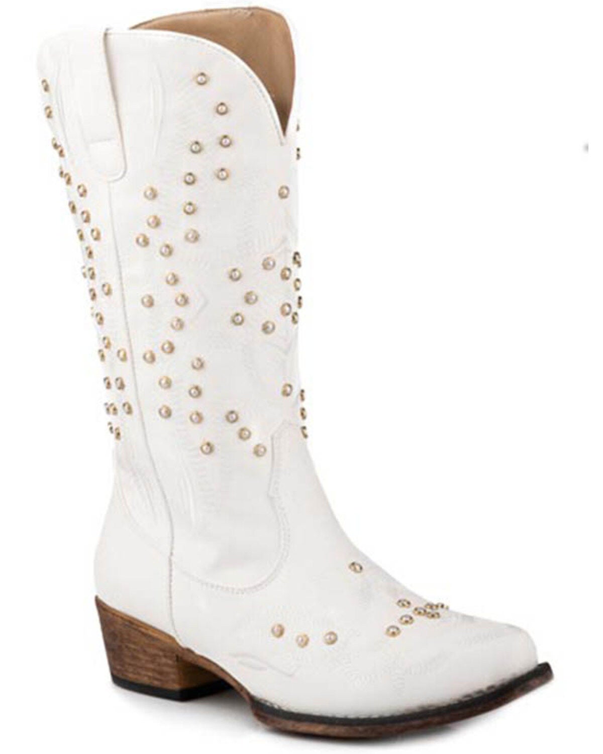 ARIAT Women's Pearl Snow White Western Boot Snip Toe White, White