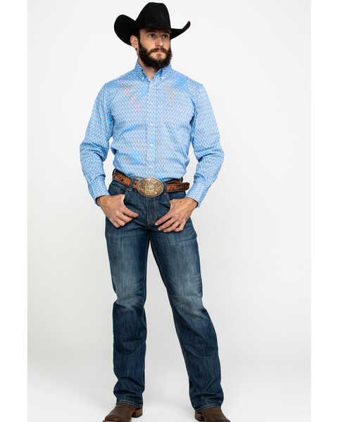 Image #6 - Wrangler 20X Men's Performance Multi Geo Print Long Sleeve Western Shirt , , hi-res
