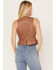 Shyanne Women's Embellished Leather Vest, Brown, hi-res