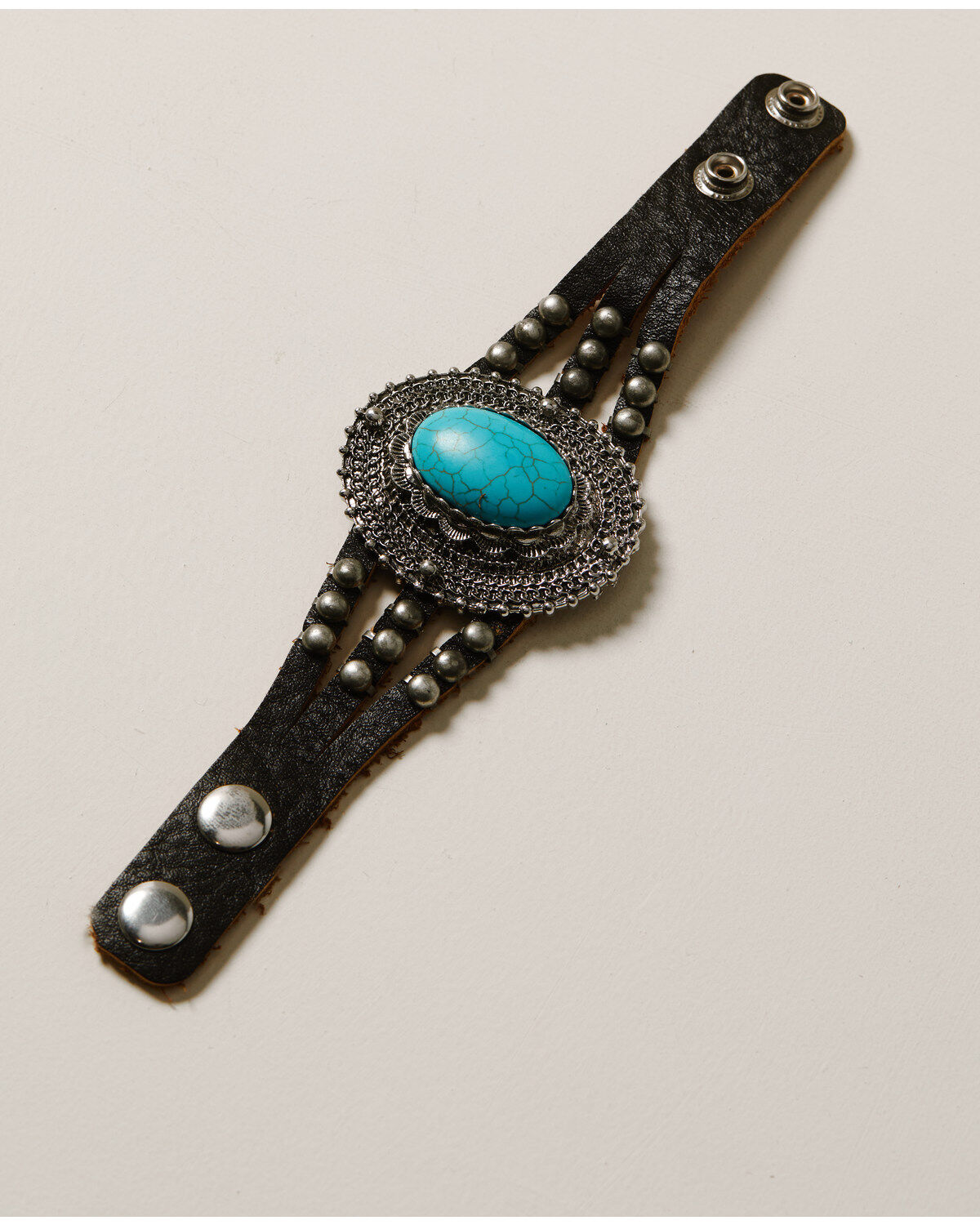 Image #1 - Idyllwind Women's Oh My Turquoise Leather Bracelet, Black, hi-res