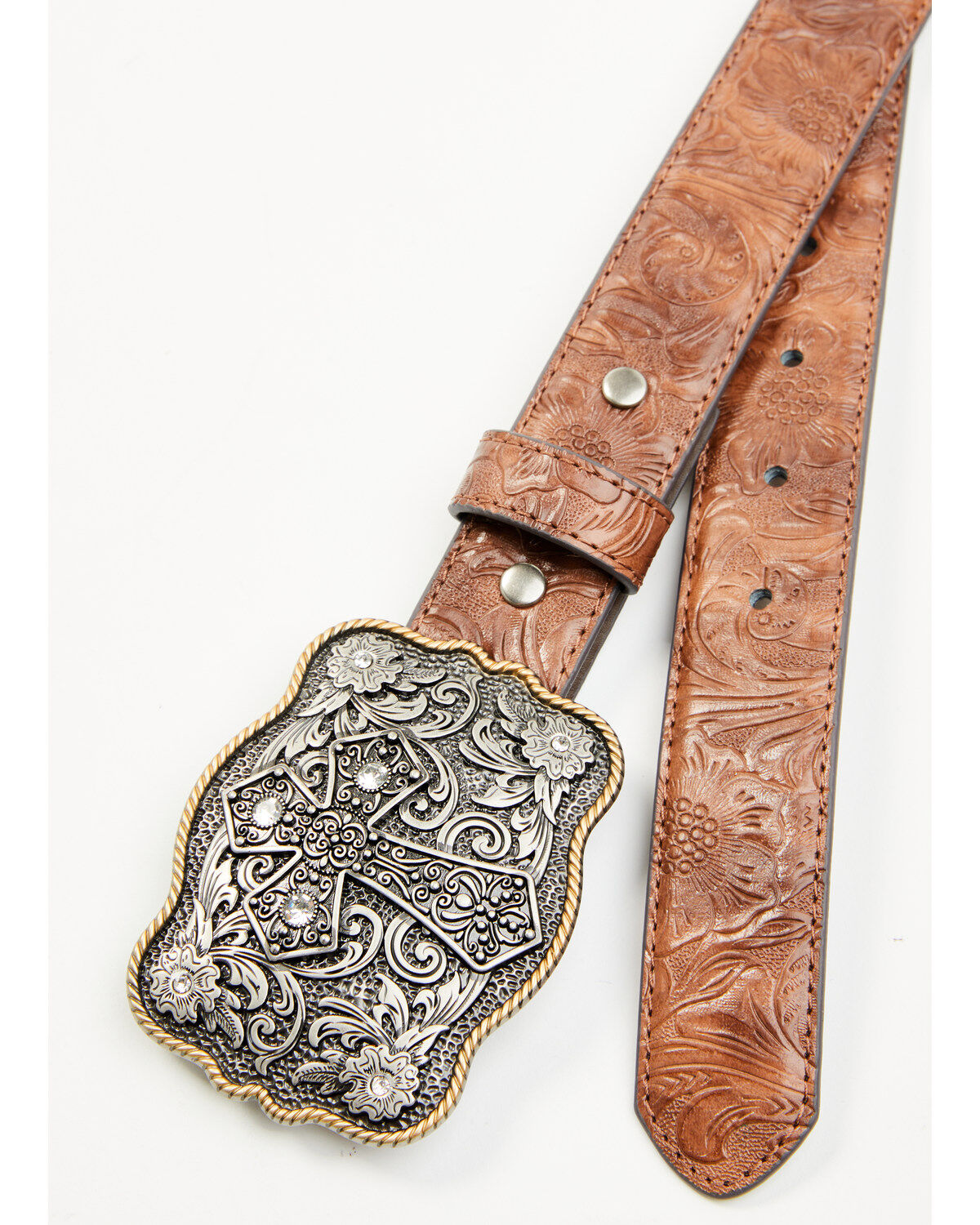 Product Name:  Shyanne Girls' Cross Buckle Floral Embossed Belt