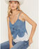 Image #1 - Levi's Women's Medium Wash Sleeveless Denim Lace Trim Cami, Medium Wash, hi-res