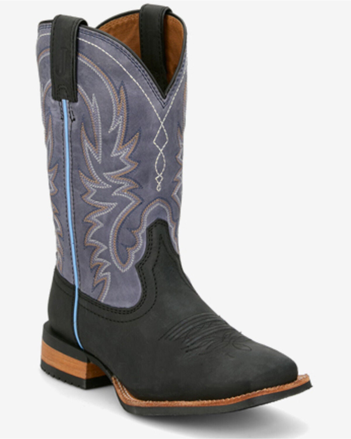 Justin Women's Outlaw Ryley Performance Western Boots - Broad Square Toe, Black/purple, hi-res