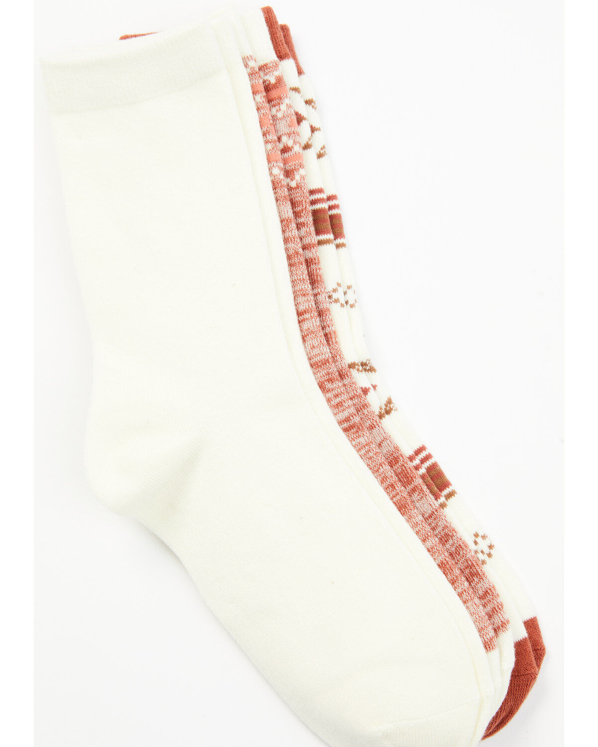 Image #2 - Shyanne Women's Southwestern Crew Socks - 3-Pack, Beige/khaki, hi-res