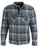 Image #1 - Milwaukee Performance Men's Black/White/Blue Aramid Flannel Biker Shirt, Black/blue, hi-res