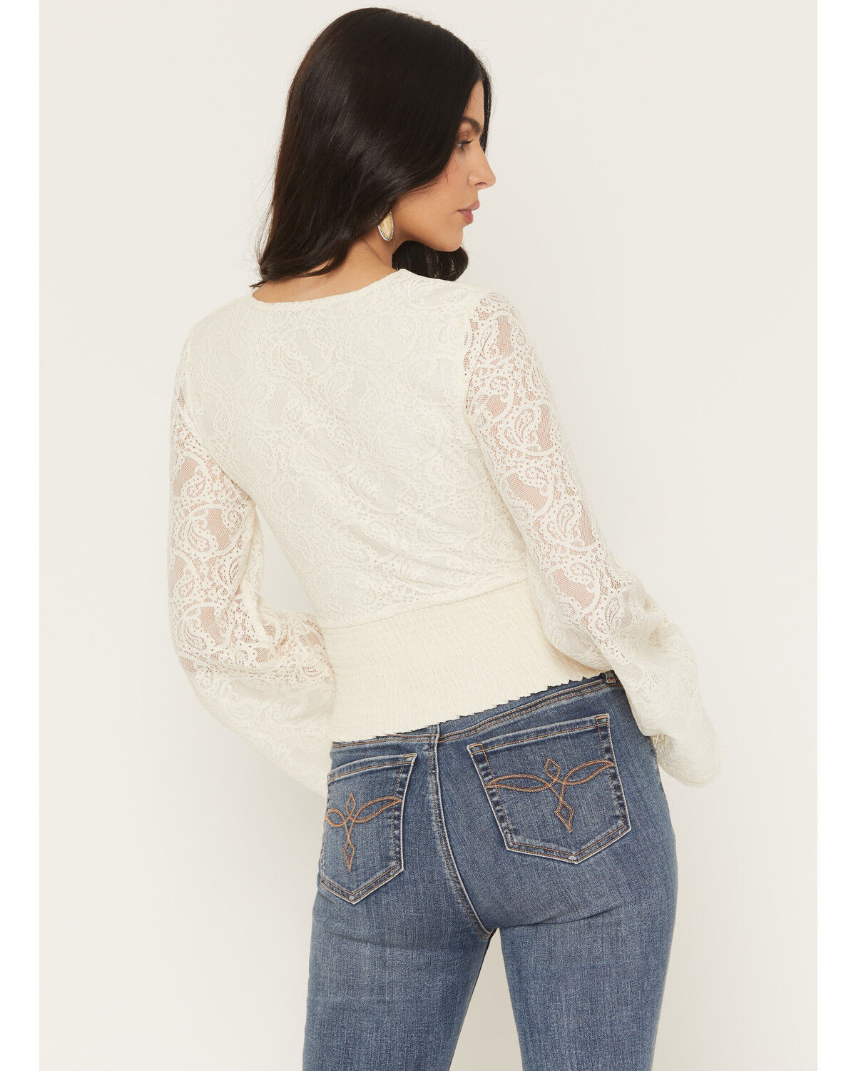 Image #4 - Shyanne Women's Long Bell Sleeve Lace Top, Cream, hi-res