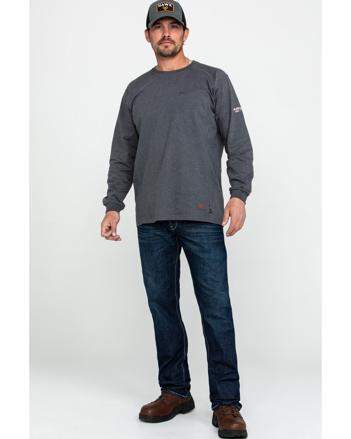 Ariat Men's FR M4 Durastretch Lineup Relaxed Straight Work Denim Jeans - Big, Blue, hi-res