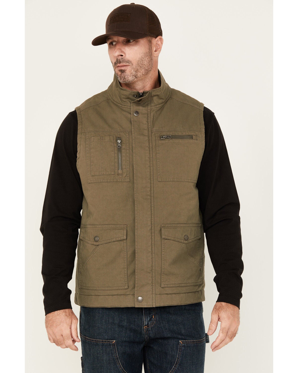 Lucky Brand Workwear Men's Slub Canvas Insulated Vest, Green, hi-res