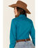 Cinch Women's Teal Solid Button Front Long Sleeve Western Shirt , Teal, hi-res
