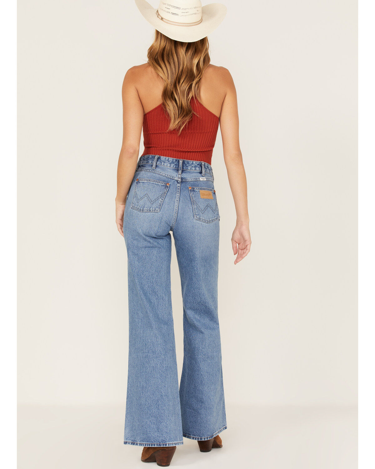 Image #3 - Wrangler Women's Light Wash Bonnie Loose Flare Wide Jeans, Blue, hi-res