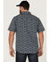 Moonshine Spirit Men's Tikki Pole Southwestern Stripe Short Sleeve Snap Western Shirt , Navy, hi-res