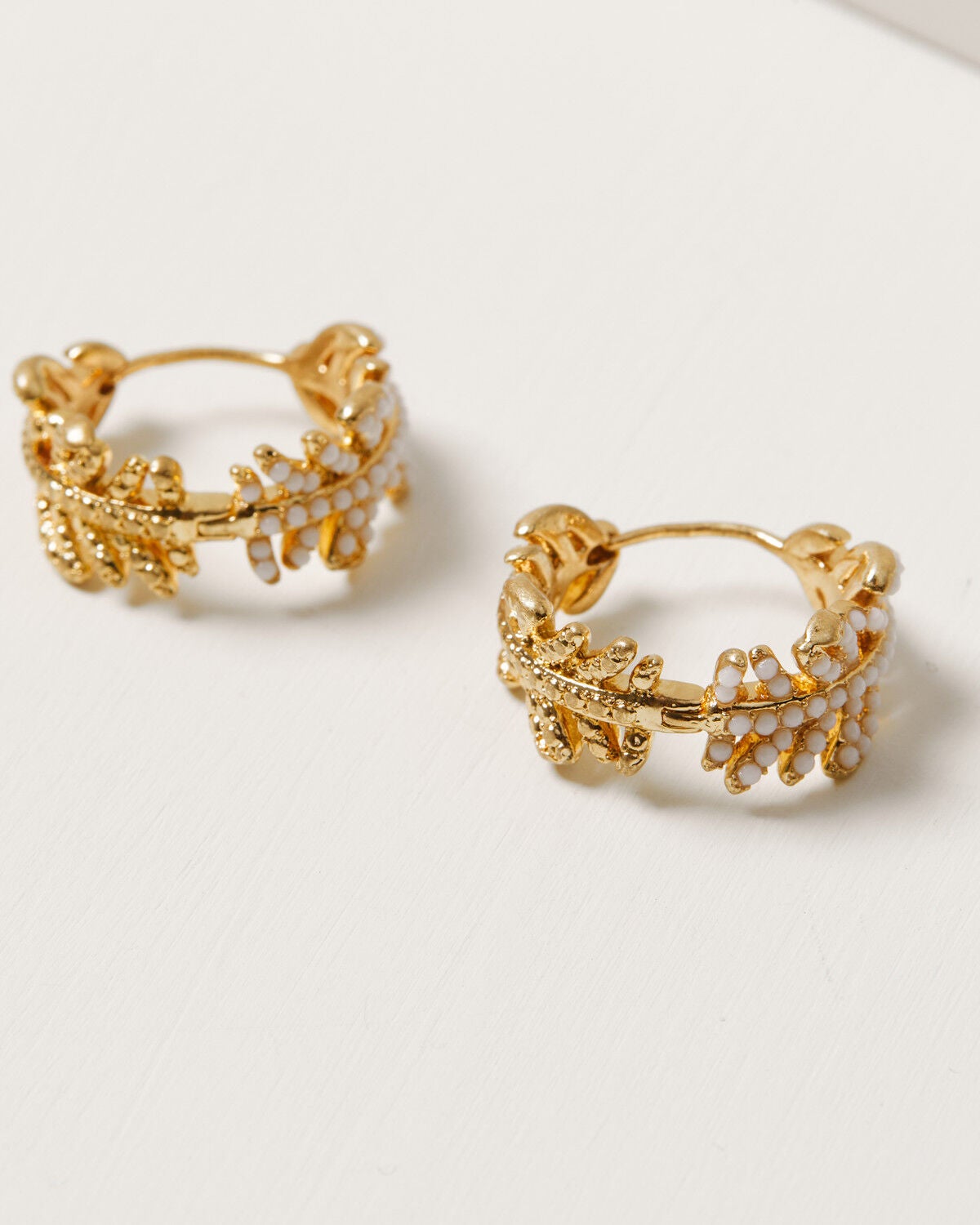 Lainey Wilson Women's Feather Hoop Earrings, Gold, hi-res