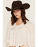 Image #2 - Wild Moss Women's Floral Lace Trim Top, Ivory, hi-res