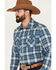 Image #2 - Pendleton Men's Canyon Plaid Print Long Sleeve Western Snap Shirt, Blue, hi-res