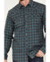 Image #3 - Cody James Men's FR Check Plaid Print Long Sleeve Pearl Snap Work Shirt, Teal, hi-res
