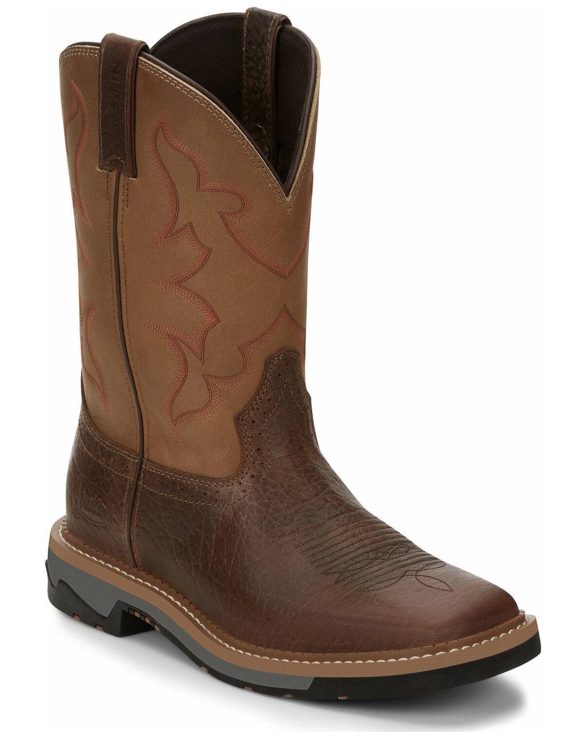 Justin Men's Boot Barn Exclusive Carbide Western Work Boots - Soft Toe, Brown, hi-res