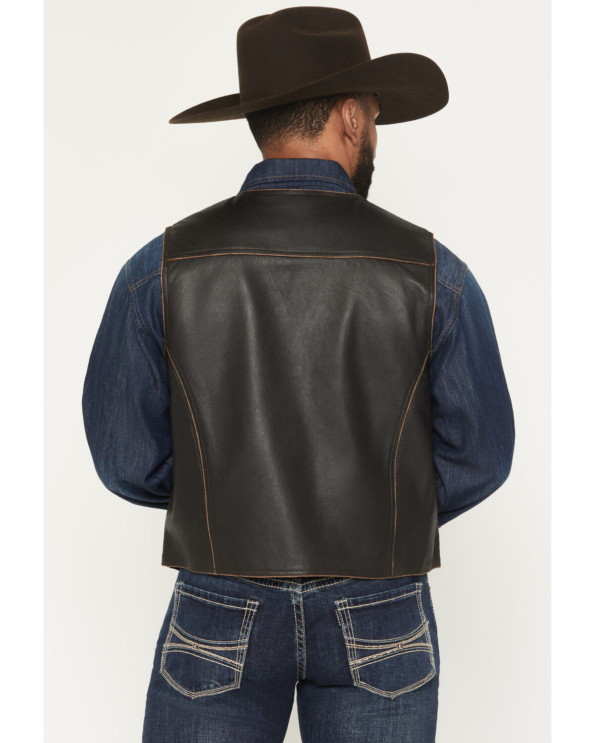 Image #4 - Scully Men's Leather Vest, Dark Brown, hi-res