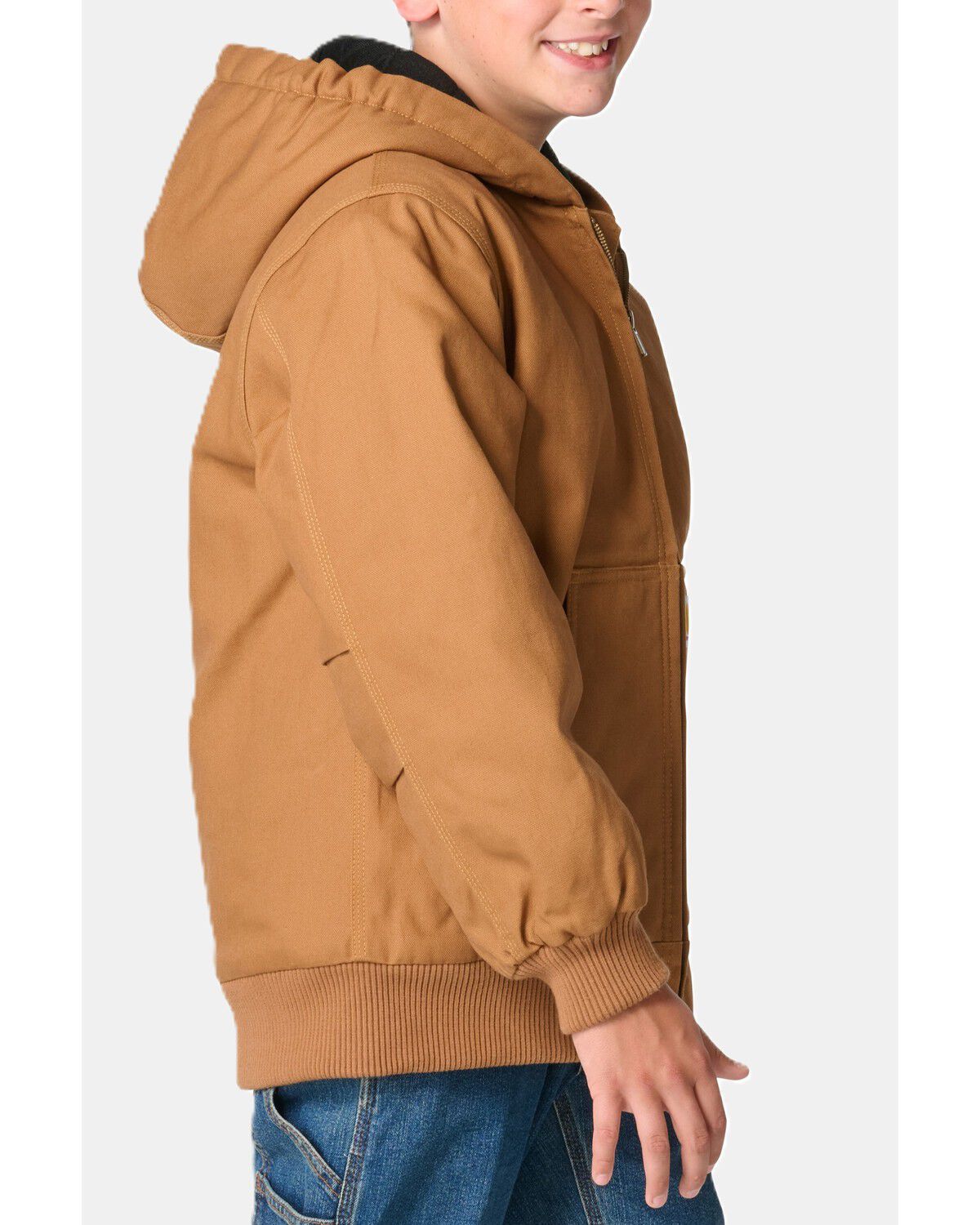 Image #2 - Carhartt Boys' Canvas Insulated Hooded Active Jacket, Brown, hi-res