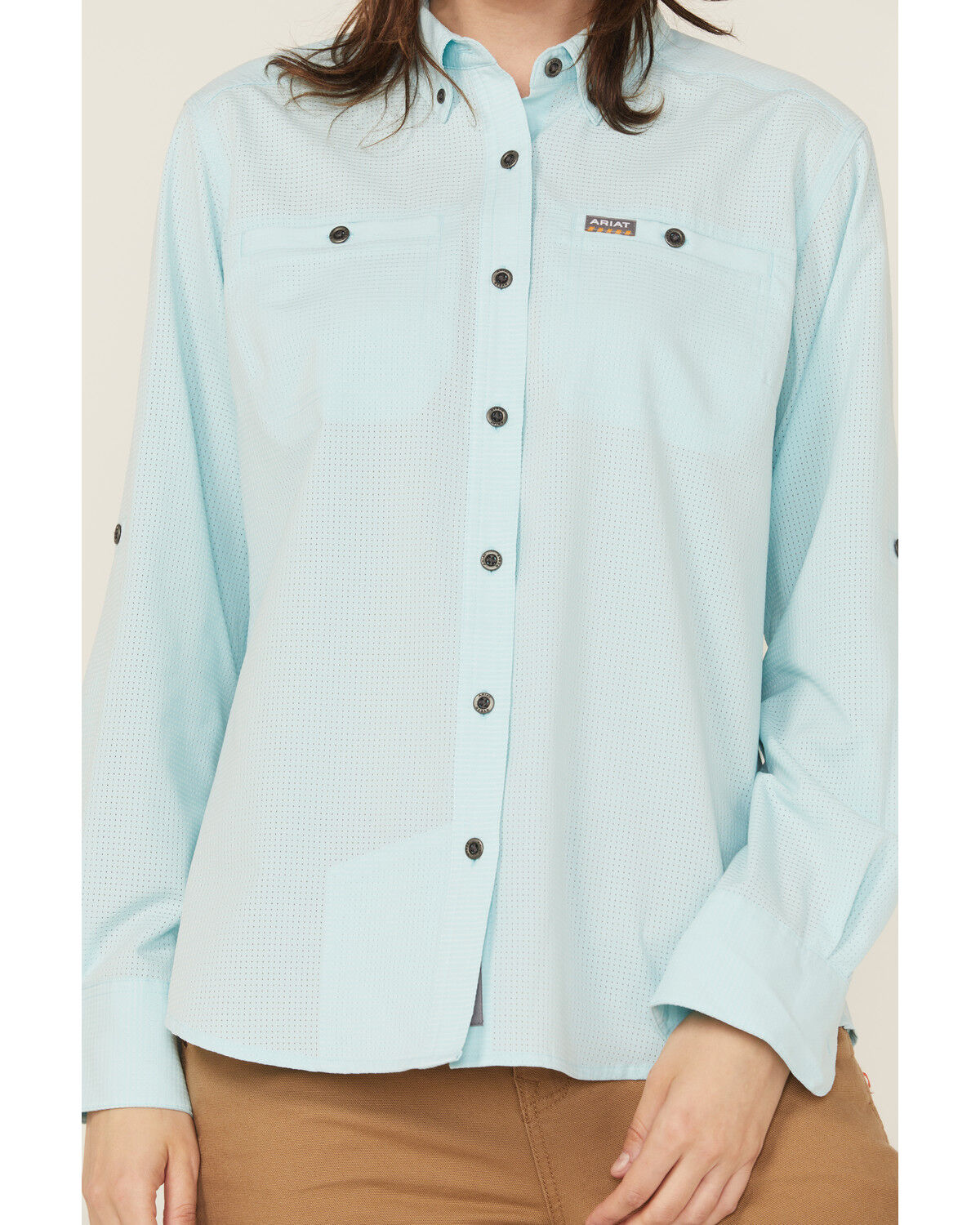 Image #3 - Ariat Women's Rebar Made Tough 360 Long Sleeve Button-Down Work Shirt, Blue, hi-res