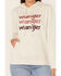 Wrangler Women's Multi Stacked Logo Shirttail Pullover Hoodie , Oatmeal, hi-res