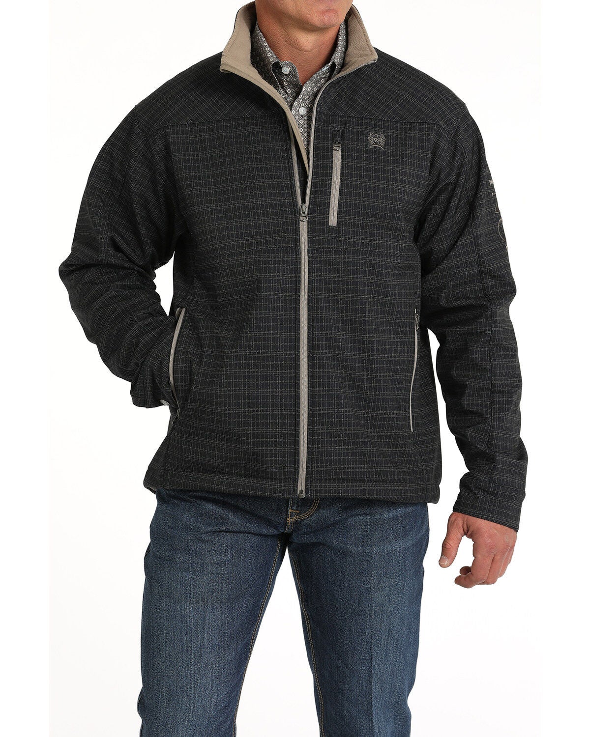 Cinch Men's Solid Logo Bonded Softshell Jacket - Big, Navy, hi-res