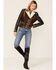 Double D Ranchwear Women's Sherpa Trim Leather Cave Basin Jacket, Brown, hi-res