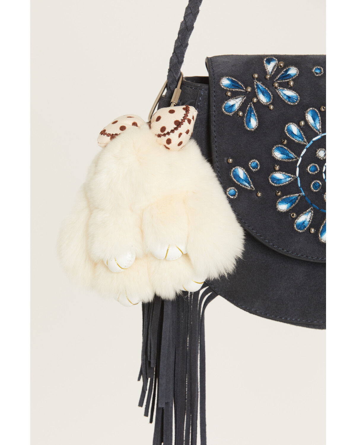 Shyanne Women's Plush Bunny Bag Charm, Ivory, hi-res