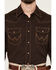 Image #3 - Wrangler Retro Men's Solid Long Sleeve Snap Western Shirt, Brown, hi-res