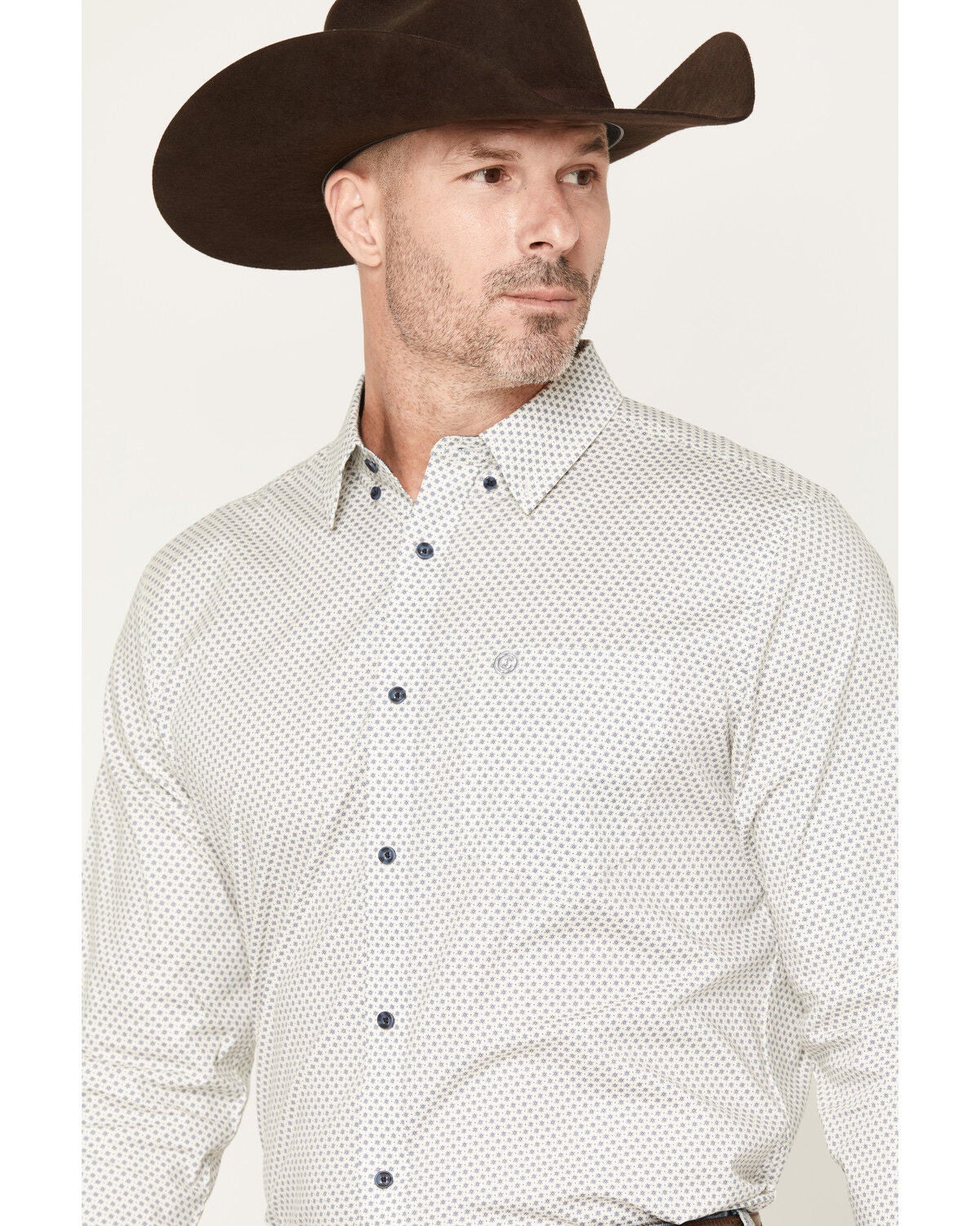 Image #2 - Cody James Men's NFR Geo Print Long Sleeve Button-Down Stretch Western Shirt - Big, White, hi-res