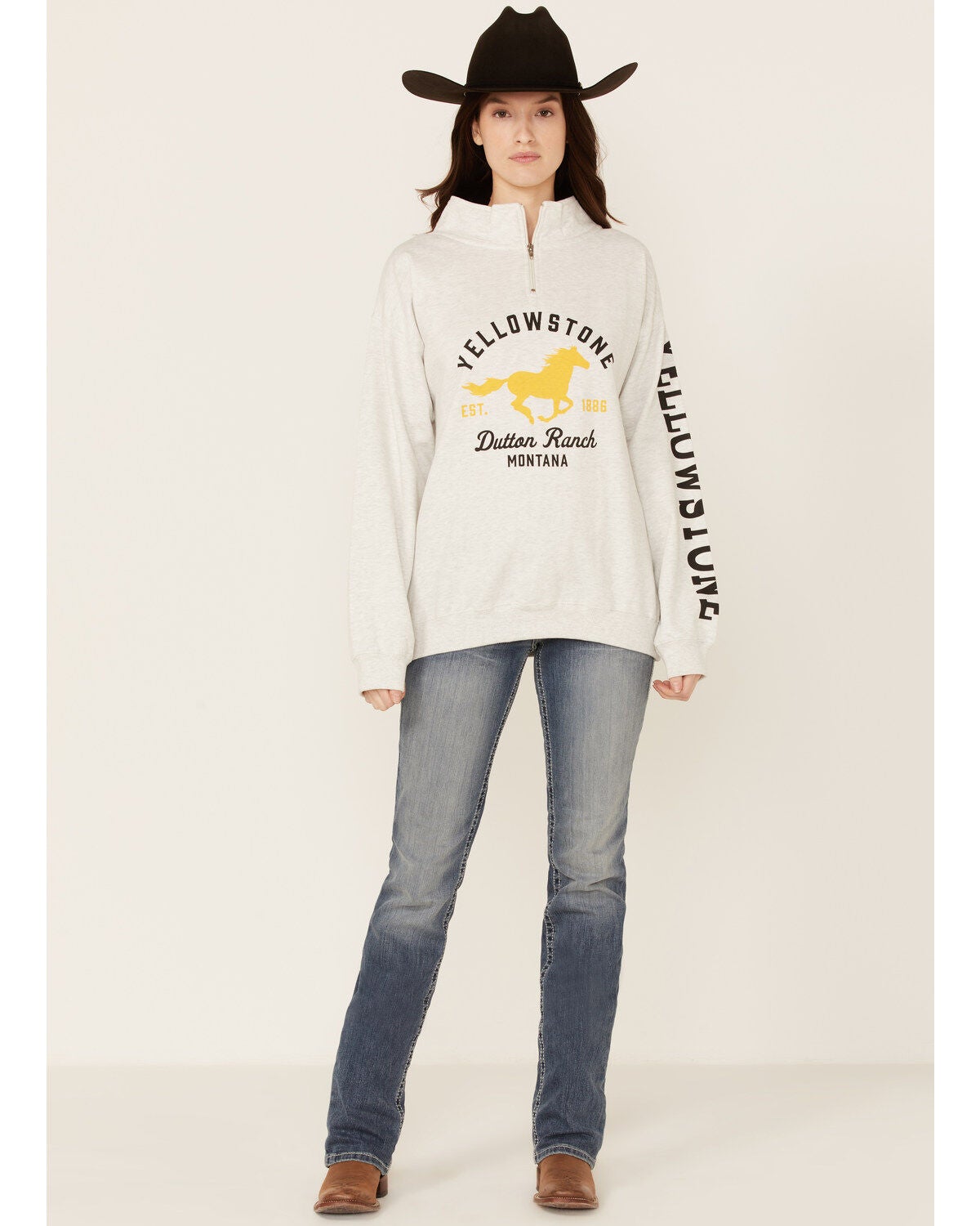 Paramount Network's Yellowstone Women's Gray 1/4 Zip Horse Graphic Pullover  Sweatshirt | Boot Barn