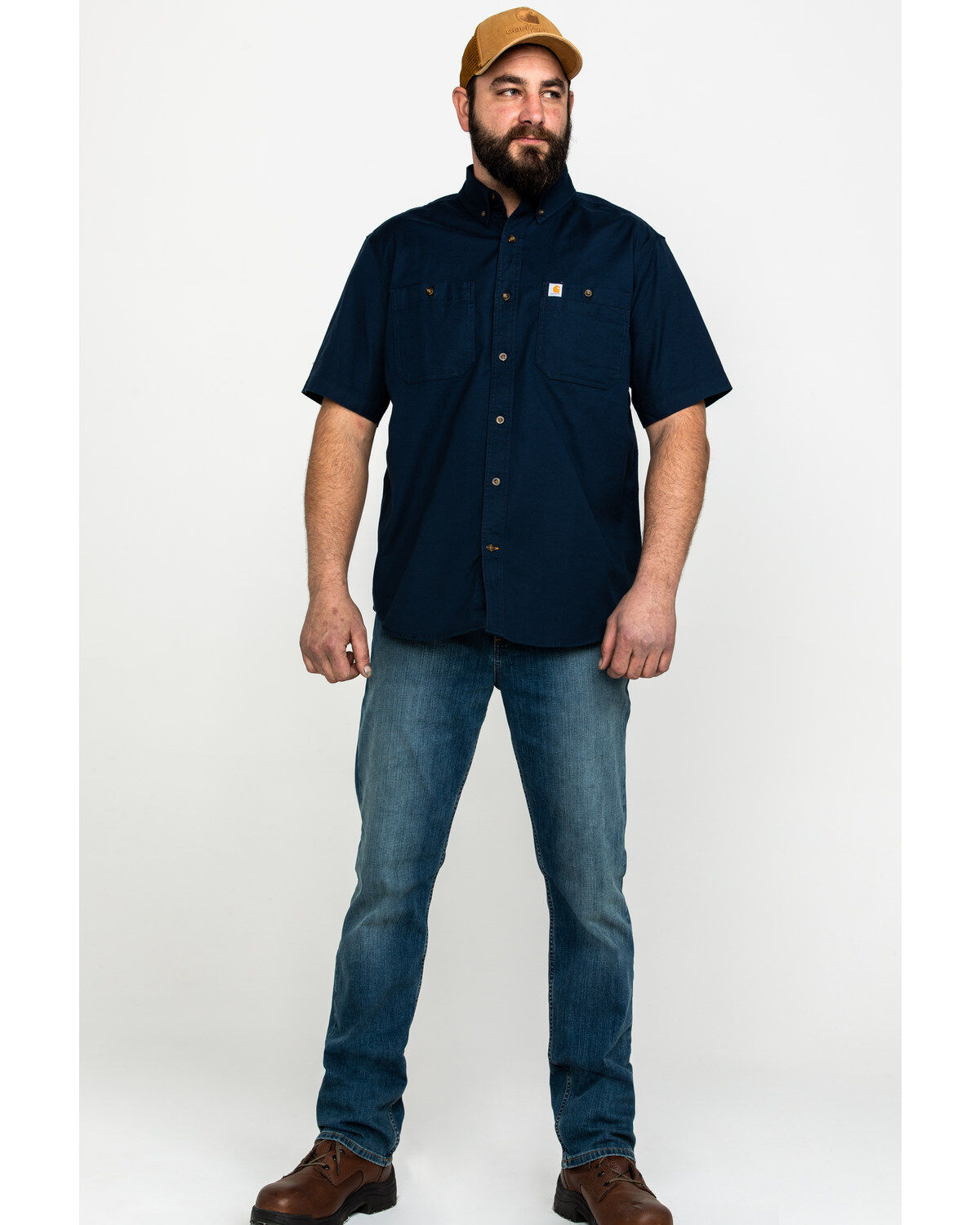 Image #6 - Carhartt Men's Rugged Flex Rigby Short Sleeve Work Shirt, Navy, hi-res