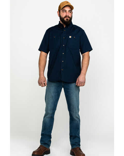 Image #6 - Carhartt Men's Rugged Flex Rigby Short Sleeve Work Shirt , Navy, hi-res