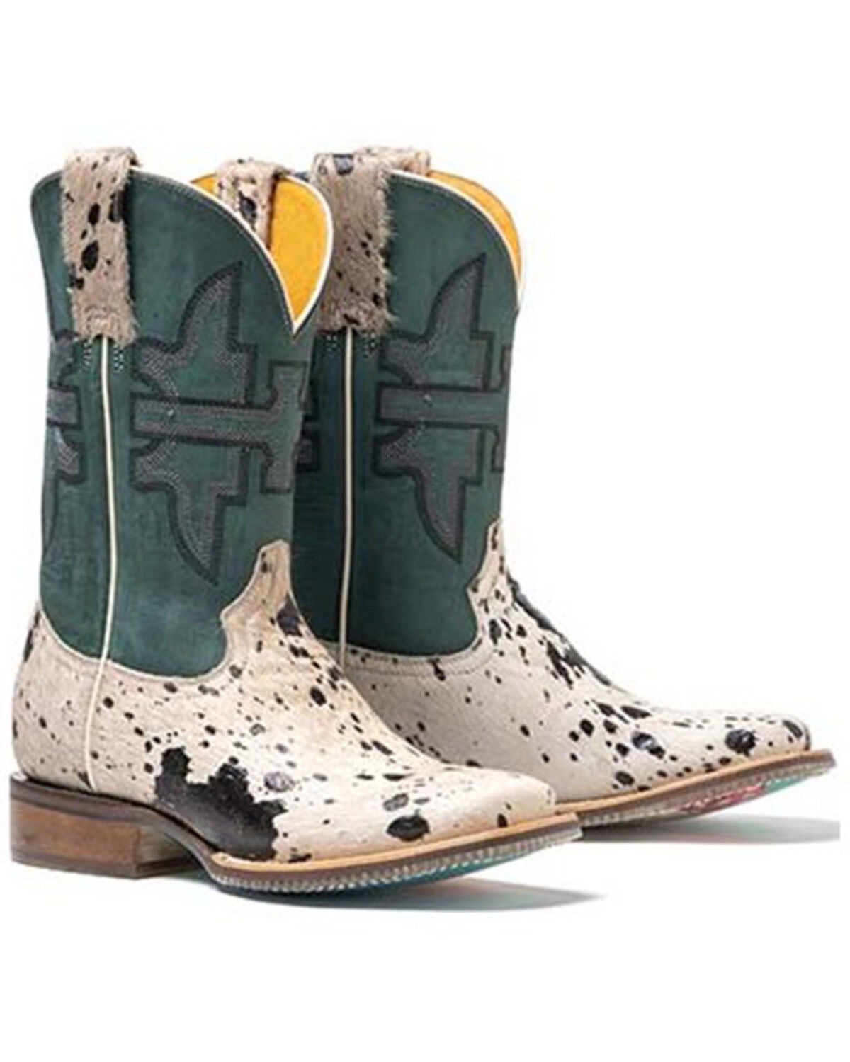 Tin Haul Women's Shaggy Spot Western Boots - Broad Square Toe, White, hi-res