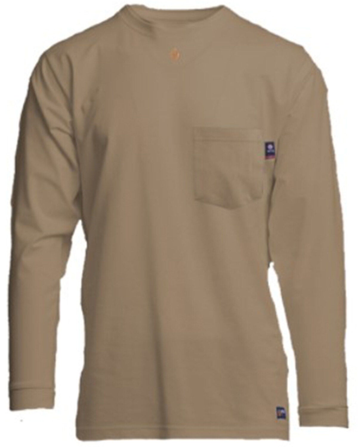 Lapco Men's FR Solid Long Sleeve Work Pocket T-Shirt, Beige/khaki, hi-res