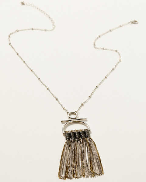 Shyanne Women's Long Chain Fringe Necklace, Silver, hi-res