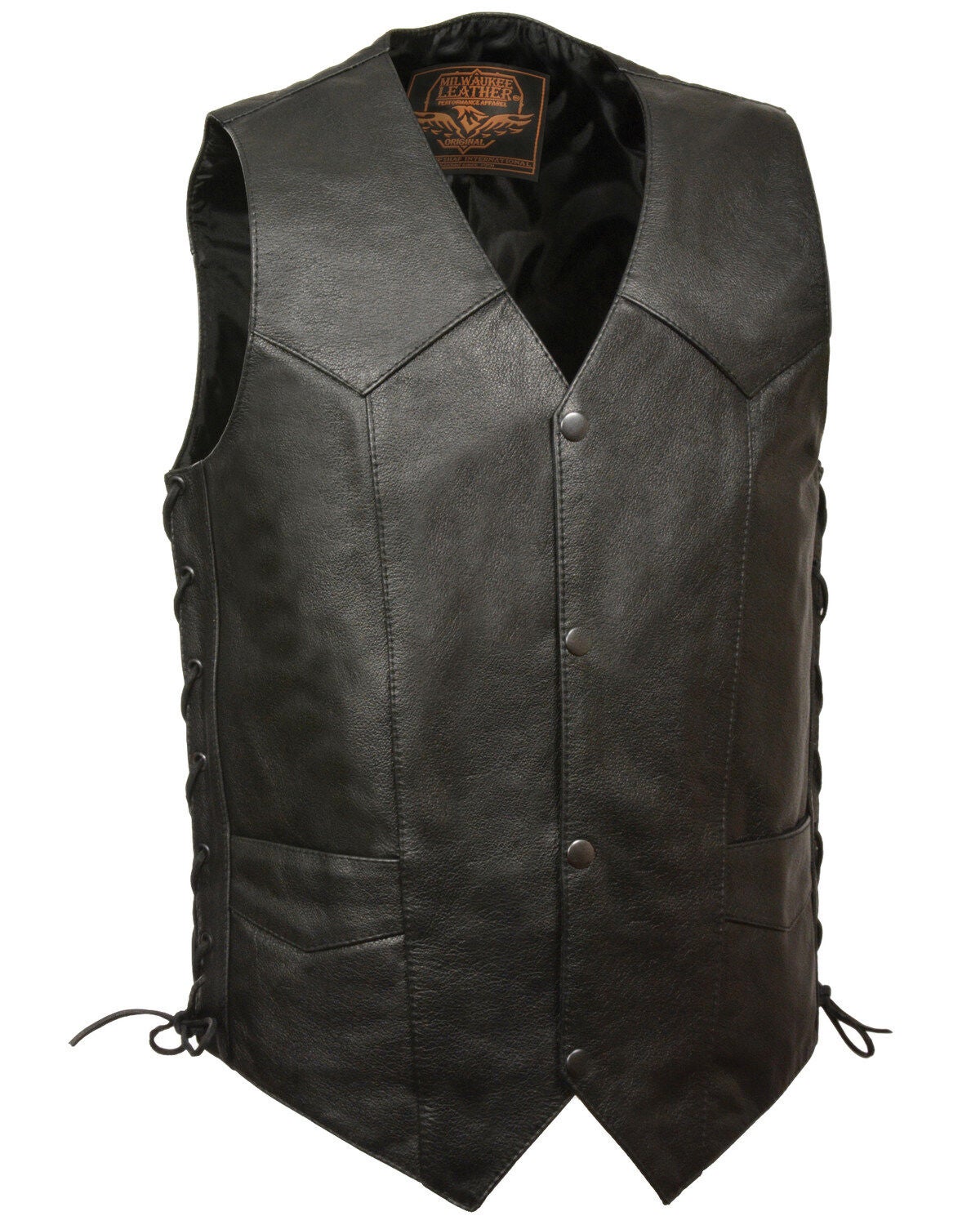 Milwaukee Leather Men's 58-60 Classic Side Lace Vest, Black, hi-res