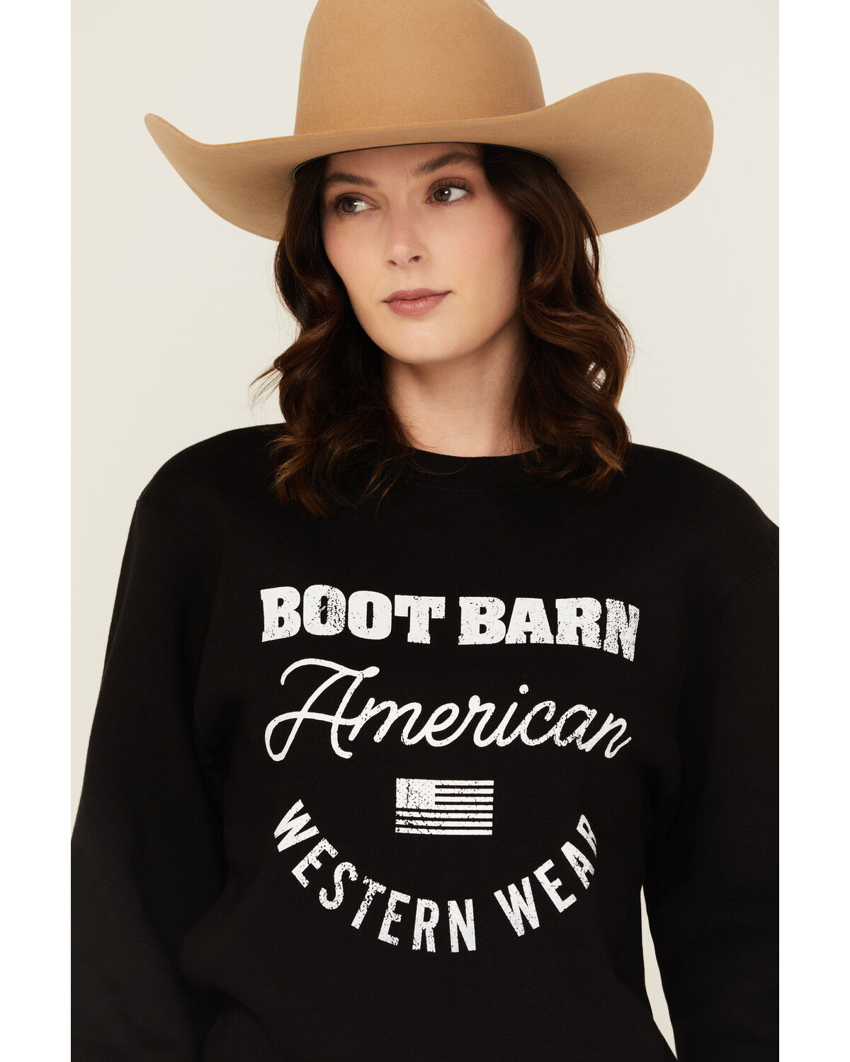 Image #2 - Boot Barn Women's Logo American Western Wear Crewneck, Black, hi-res
