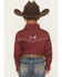 Image #4 - Cowboy Hardware Boys' Geo Print Long Sleeve Pearl Snap Stretch Western Shirt, Burgundy, hi-res