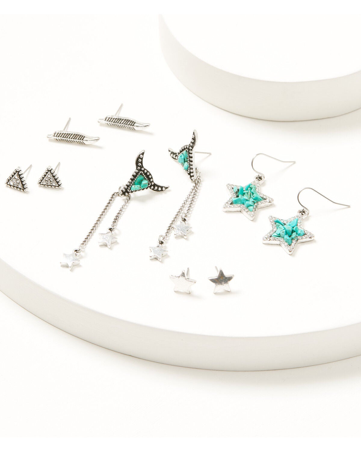 Shyanne Women's Steer Head Earring Set - 5 Piece, Silver, hi-res