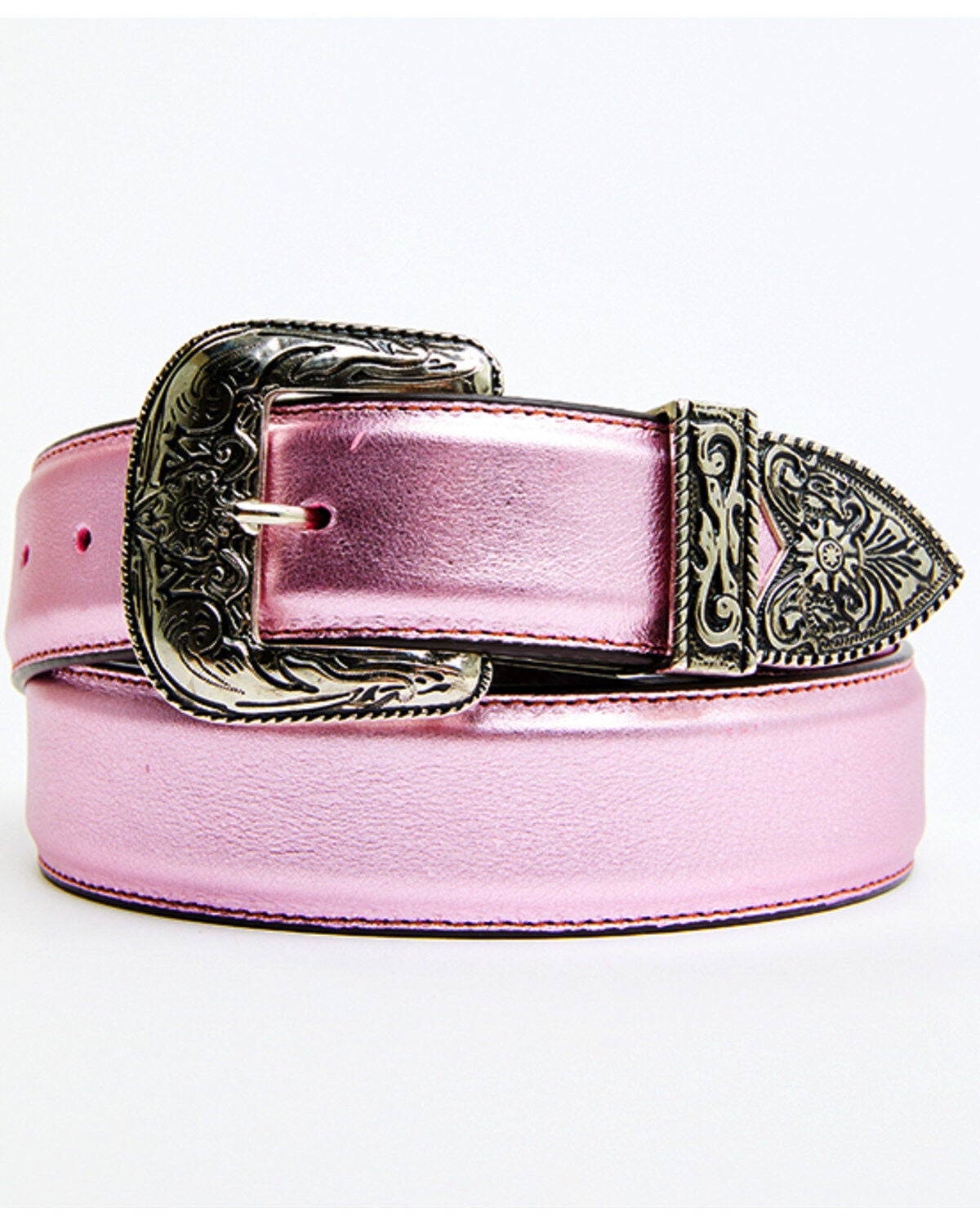 Idyllwind Women's Metallic Etched Western Belt, Medium Pink, hi-res