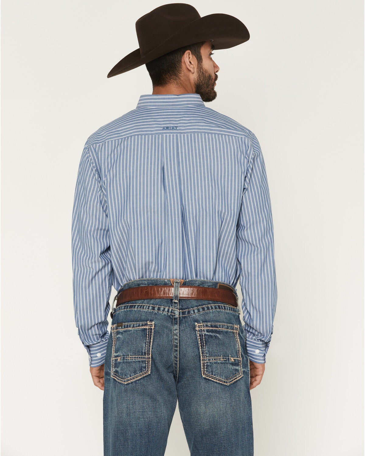 Image #4 - Ariat Men's Pro Series Judah Striped Fitted Long Sleeve Western Shirt, Blue, hi-res